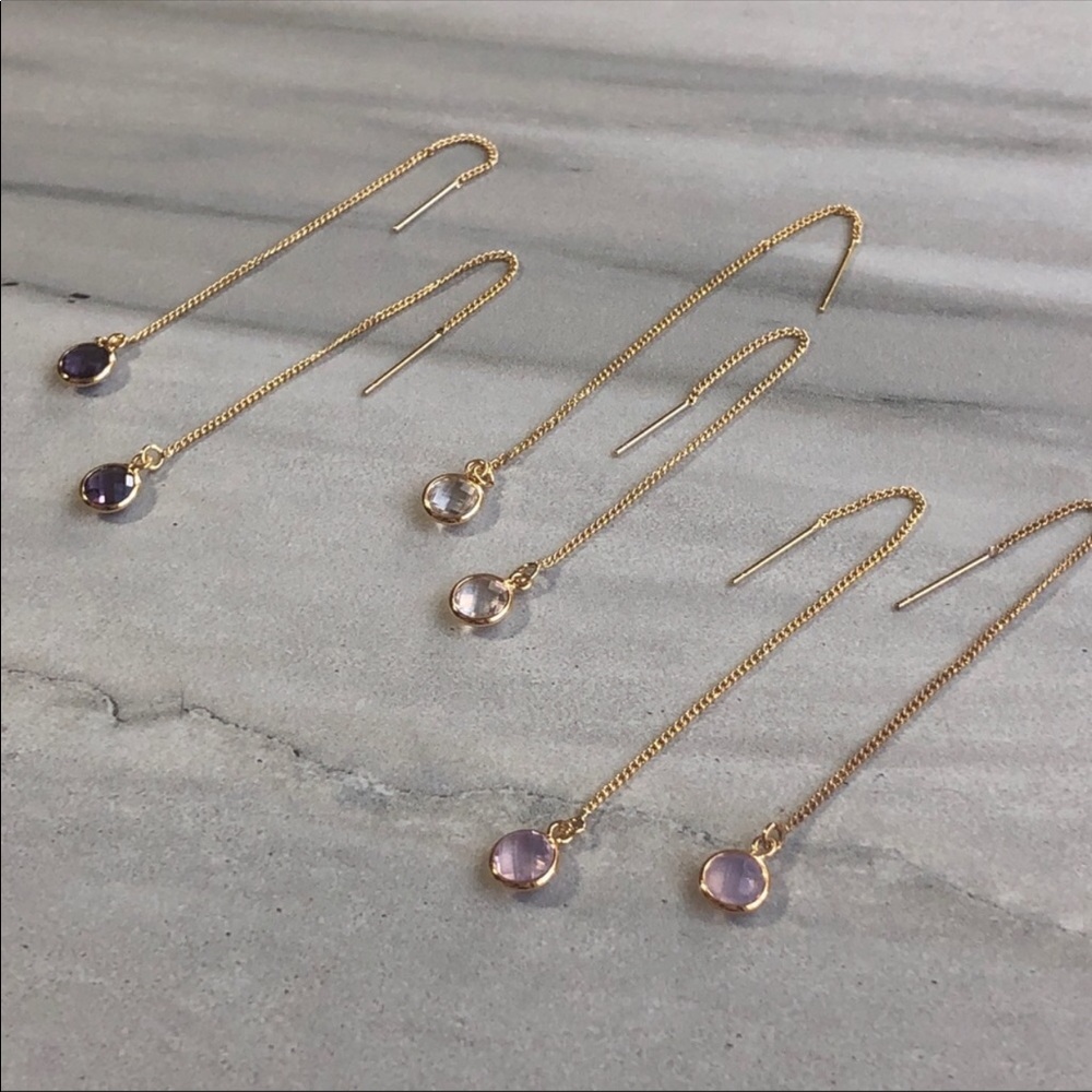 Dainty Gemstone 22k gold Earrings - Picture 3 of 5